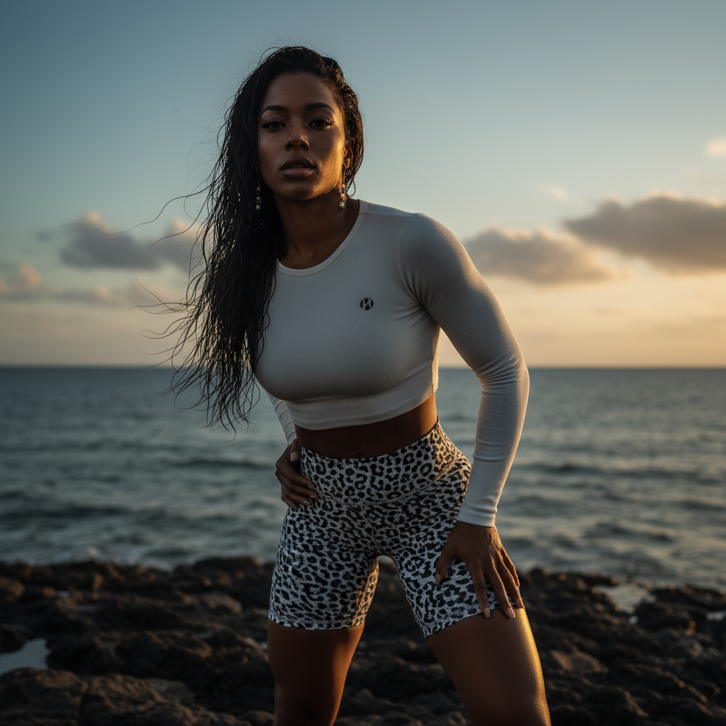 Léopard long sleeve top / White